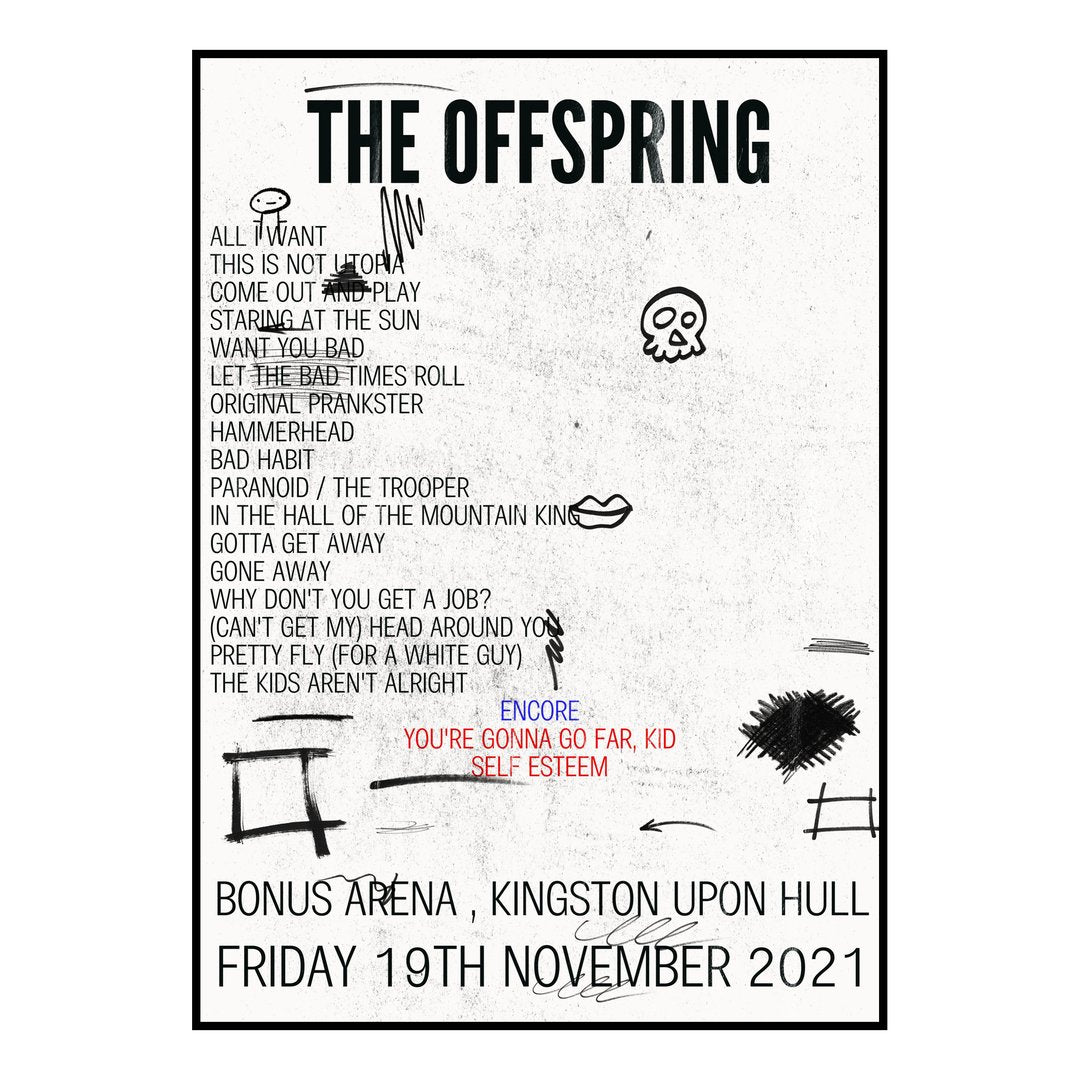 The Offspring Kingston upon Hull 19th November 2021 Setlist poster