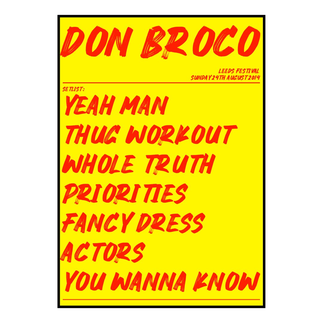 Don Broco Bramham 24th August 2014 Setlist poster