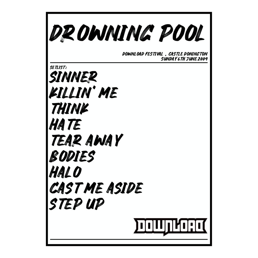 Drowning Pool Castle Donington 6th June 2004 Setlist poster