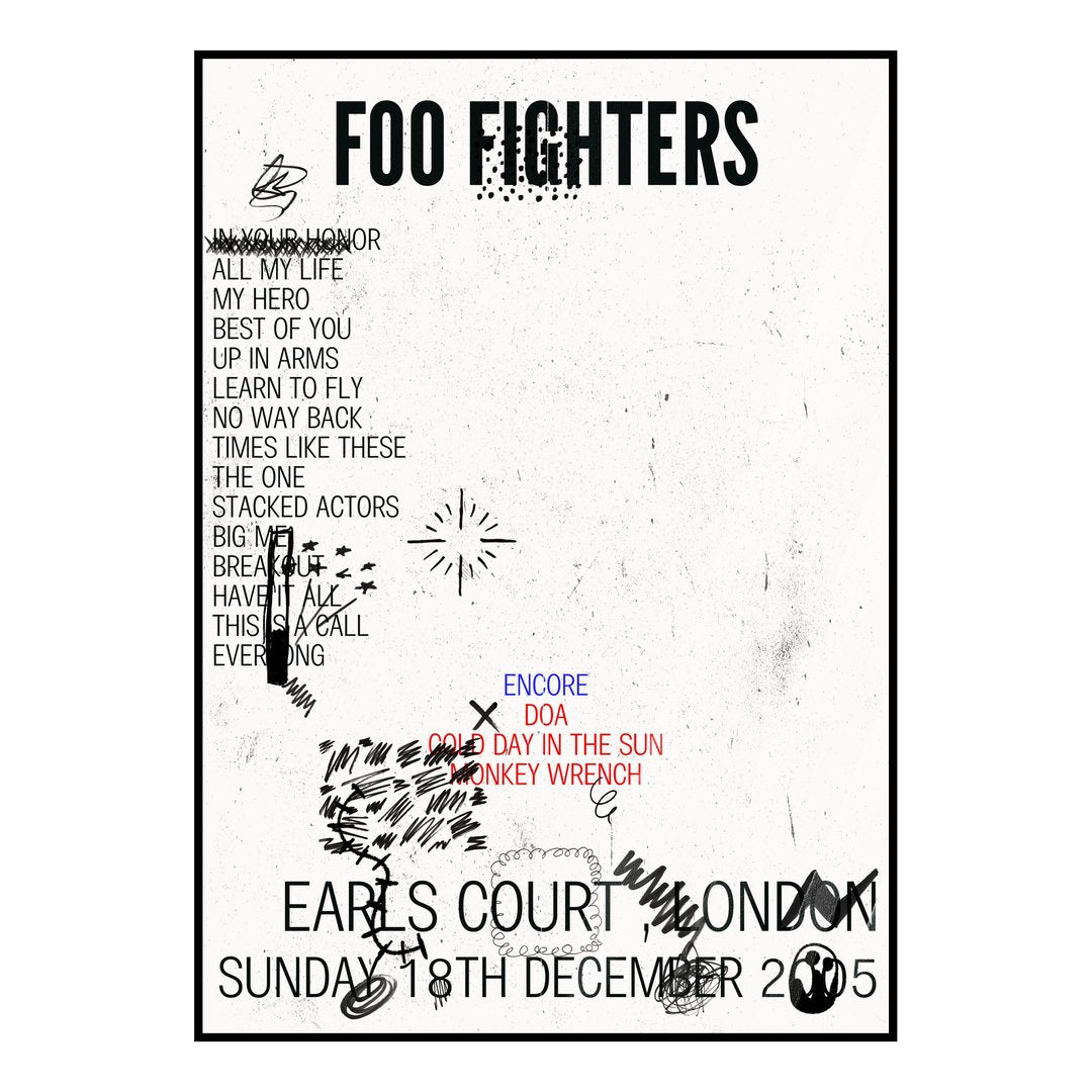Foo Fighters London 18th December 2005 Setlist poster