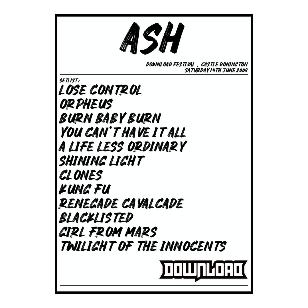 Ash Castle Donington 14th June 2008 Setlist poster