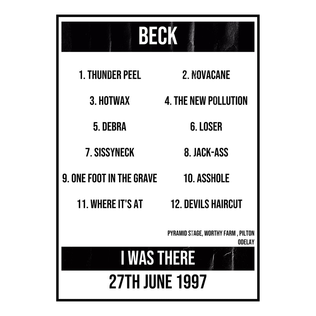 Beck Pilton 27th June 1997 Setlist poster