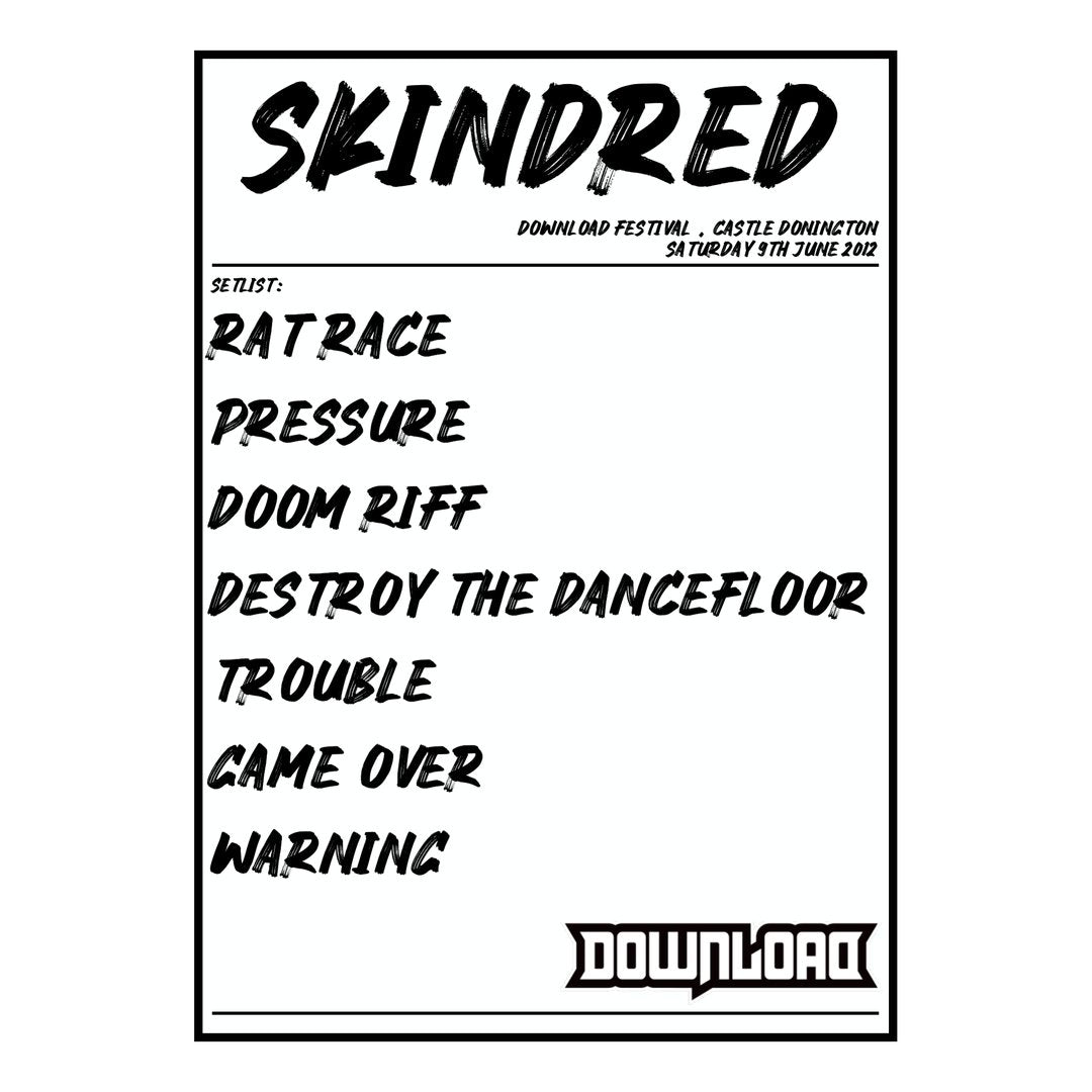 Skindred Castle Donington 9th June 2012 Setlist poster