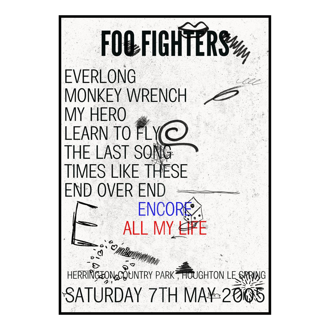 Foo Fighters Houghton le Spring 7th May 2005 Setlist poster