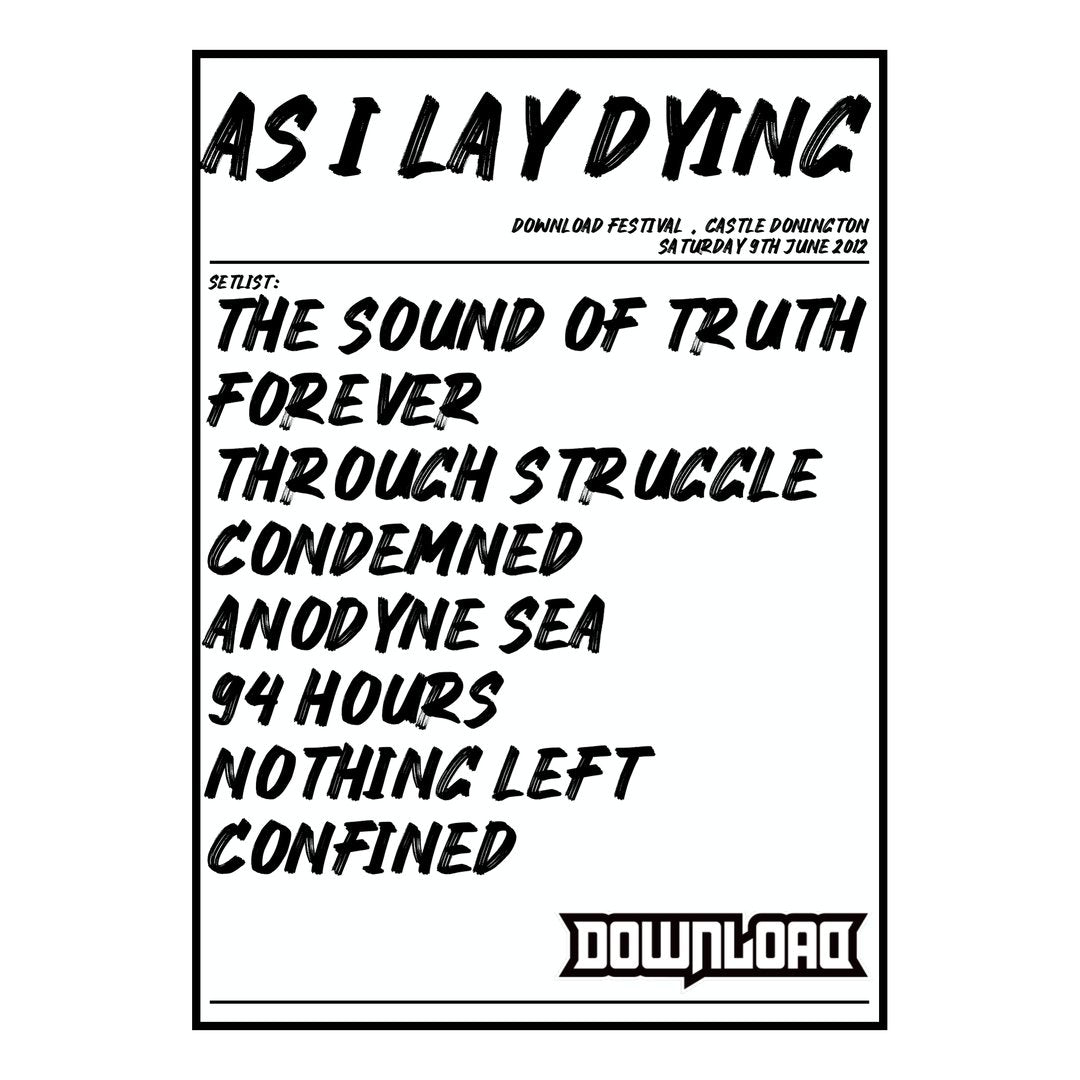 As I Lay Dying Castle Donington 9th June 2012 Setlist poster
