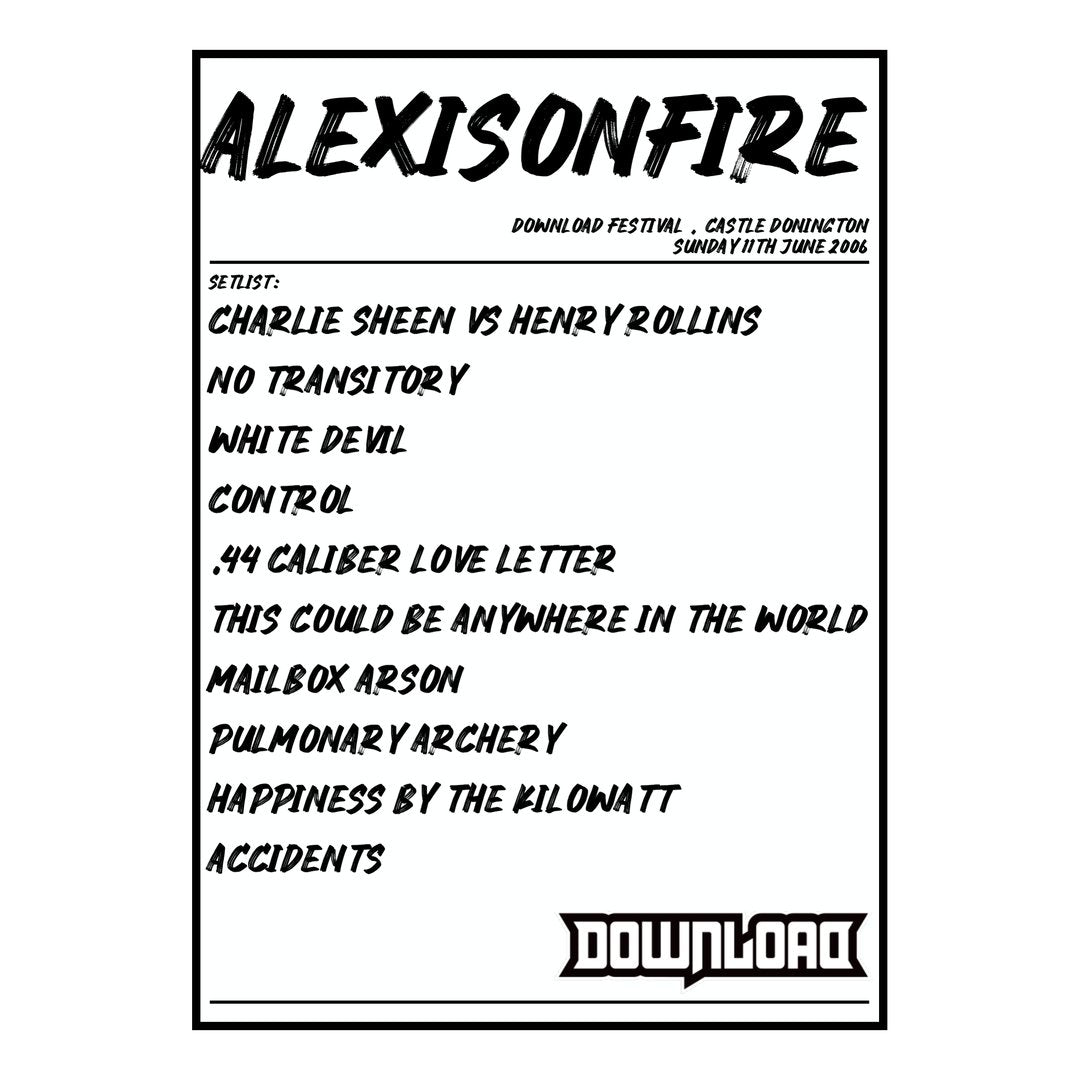 Alexisonfire Castle Donington 11th June 2006 Setlist poster