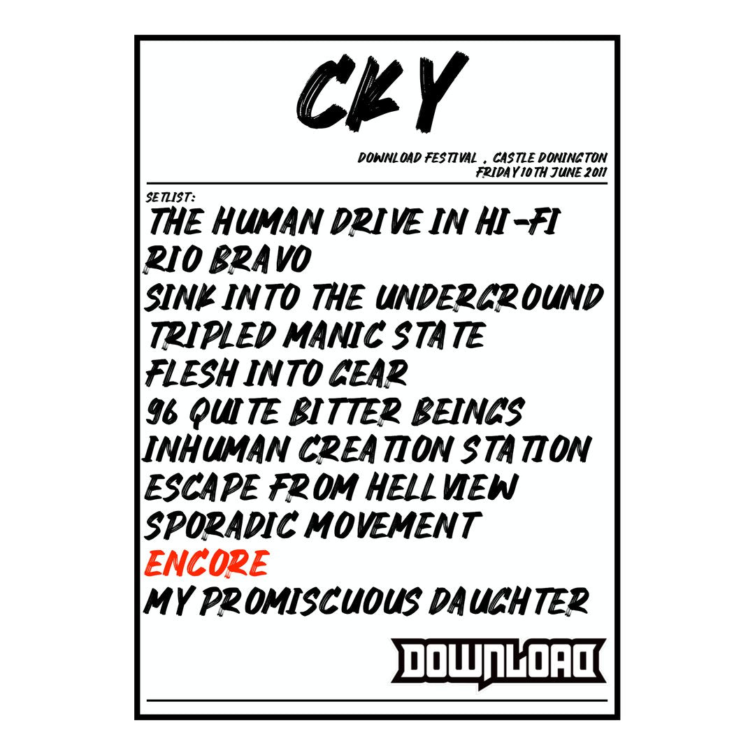 CKY Castle Donington 10th June 2011 Setlist poster