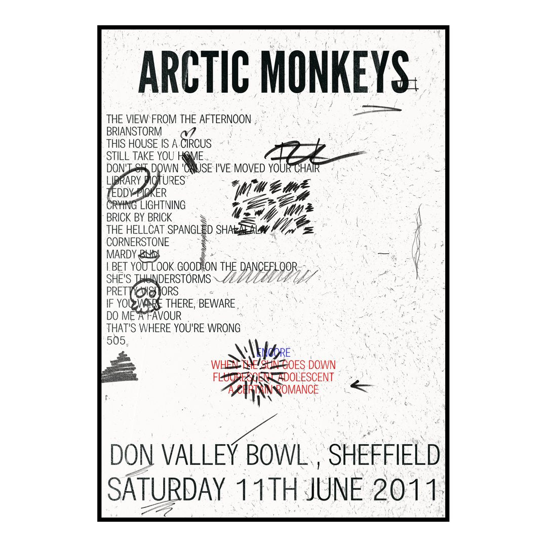 Arctic Monkeys Sheffield 11th June 2011 Setlist poster