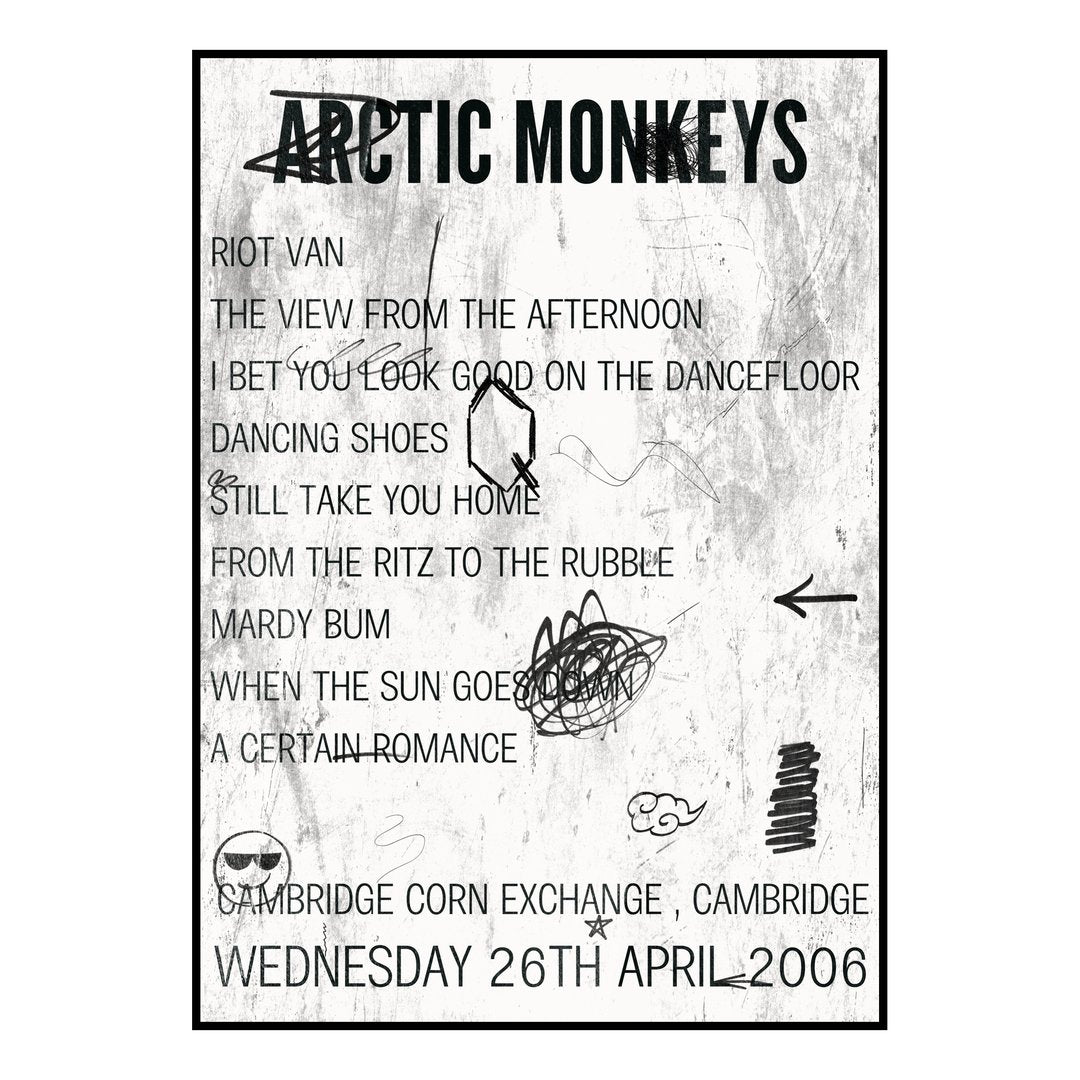 Arctic Monkeys Cambridge 26th April 2006 Setlist poster