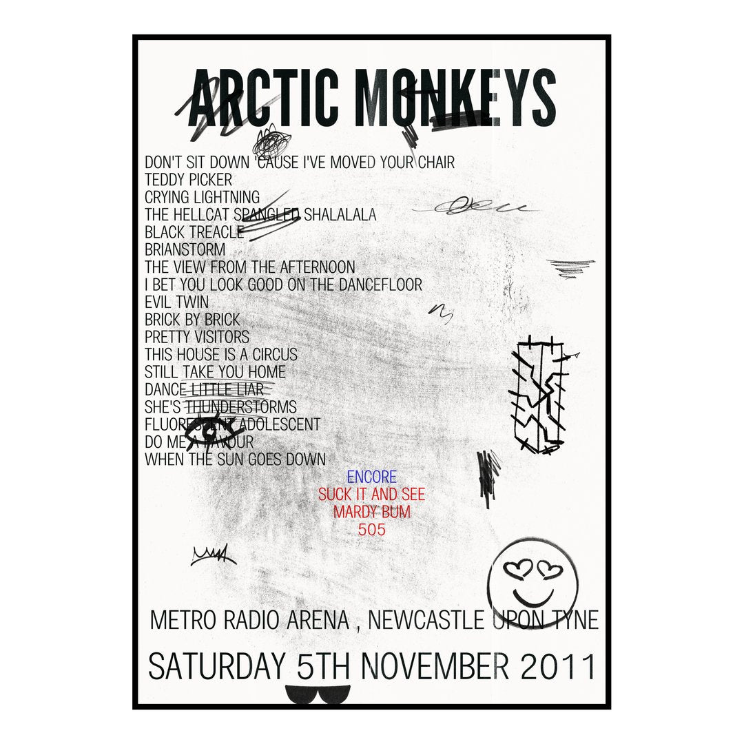Arctic Monkeys Newcastle upon Tyne 5th November 2011 Setlist poster
