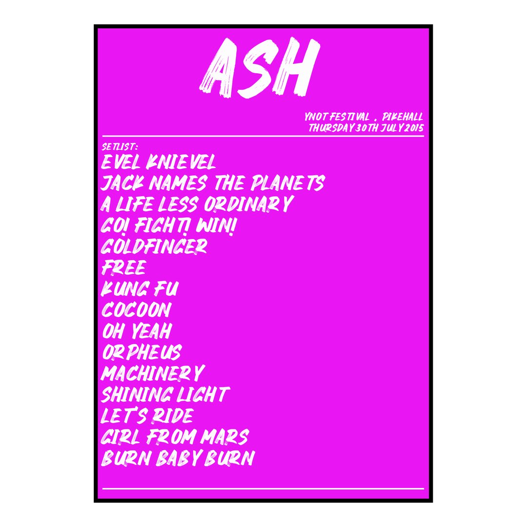 Ash Pikehall 30th July 2015 Setlist poster