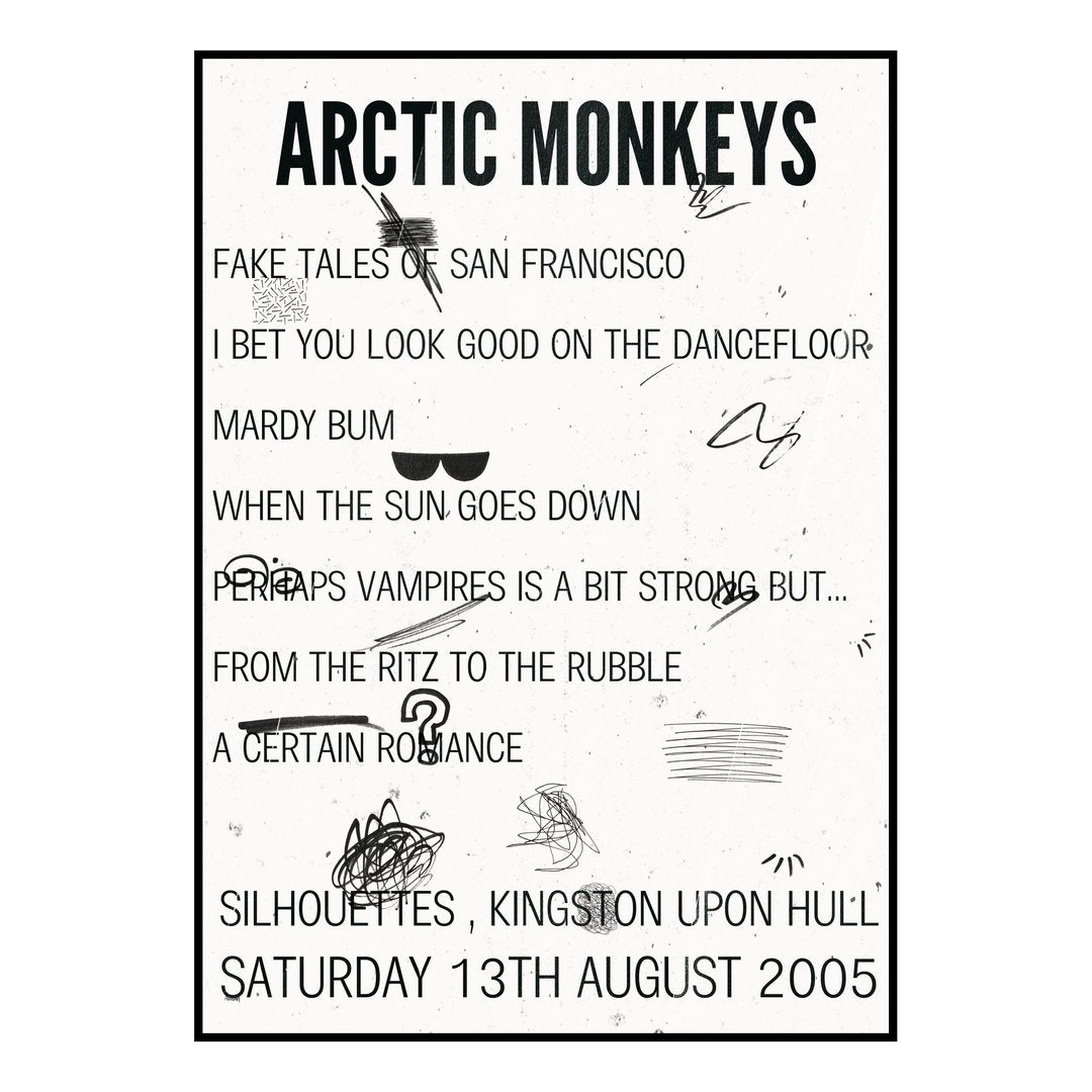 Arctic Monkeys Kingston upon Hull 13th August 2005 Setlist poster
