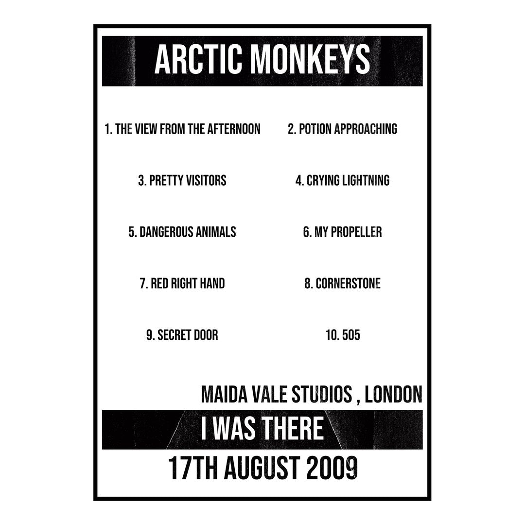 Arctic Monkeys London 17th August 2009 Setlist poster