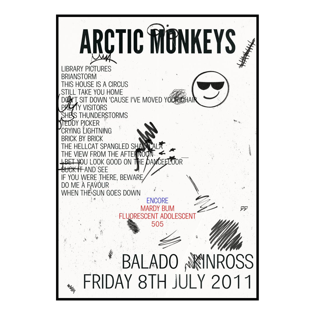 Arctic Monkeys Kinross 8th July 2011 Setlist poster