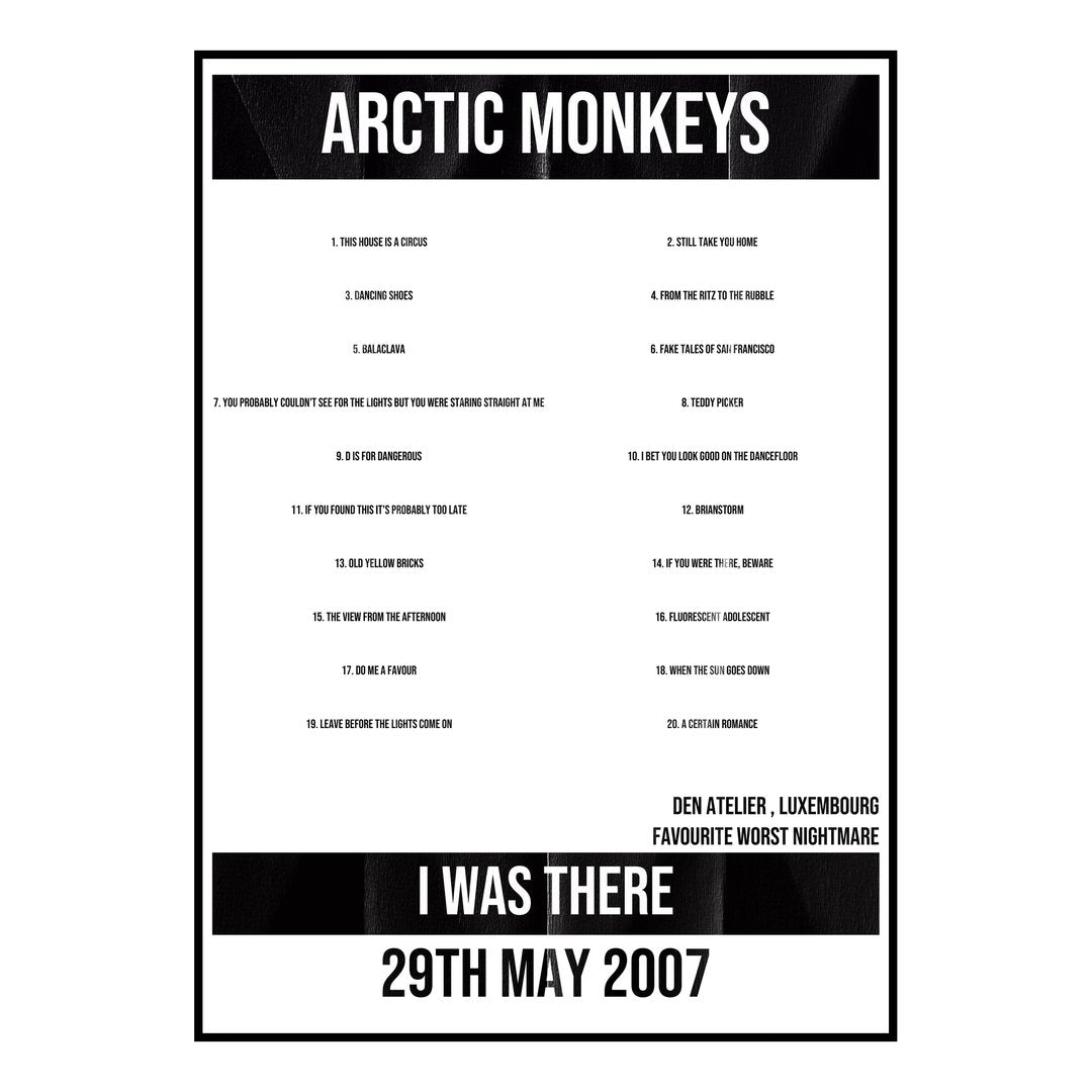 Arctic Monkeys Luxembourg 29th May 2007 Setlist poster