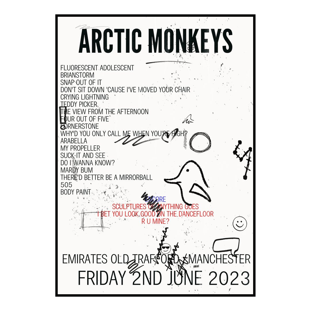 Arctic Monkeys Manchester 2nd June 2023 Setlist poster