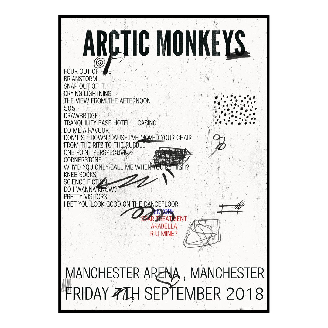 Arctic Monkeys Manchester 7th September 2018 Setlist poster