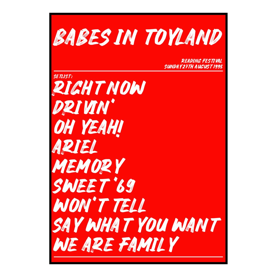 Babes in Toyland Reading 27th August 1995 Setlist poster
