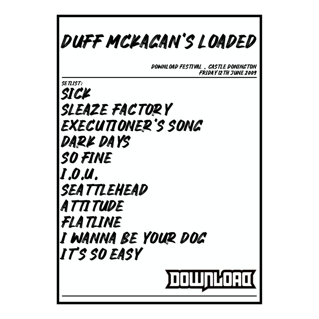 Duff McKagan’s Loaded Castle Donington 12th June 2009 Setlist poster