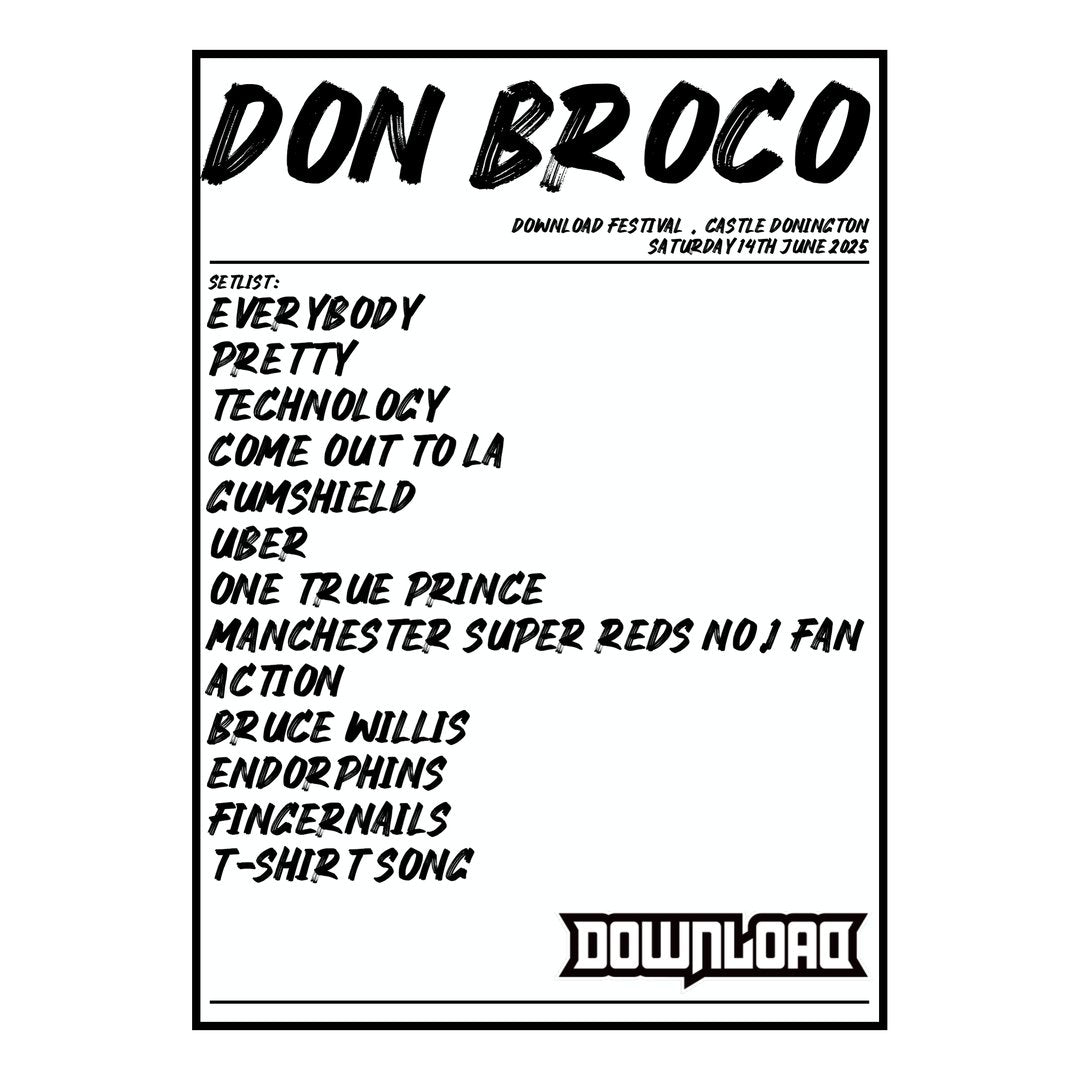 Don Broco Castle Donington 14th June 2025 Setlist poster