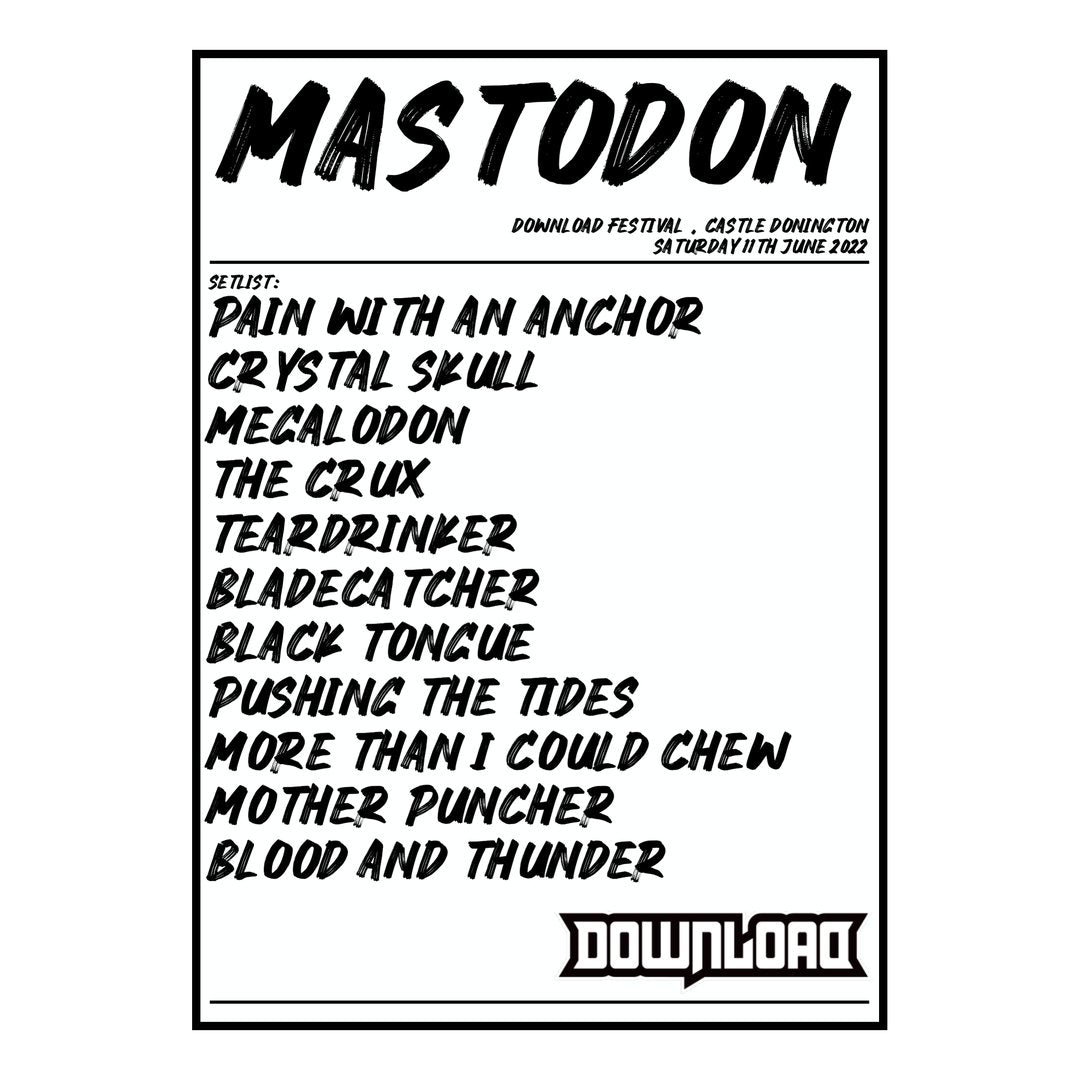 Mastodon Castle Donington 11th June 2022 Setlist poster