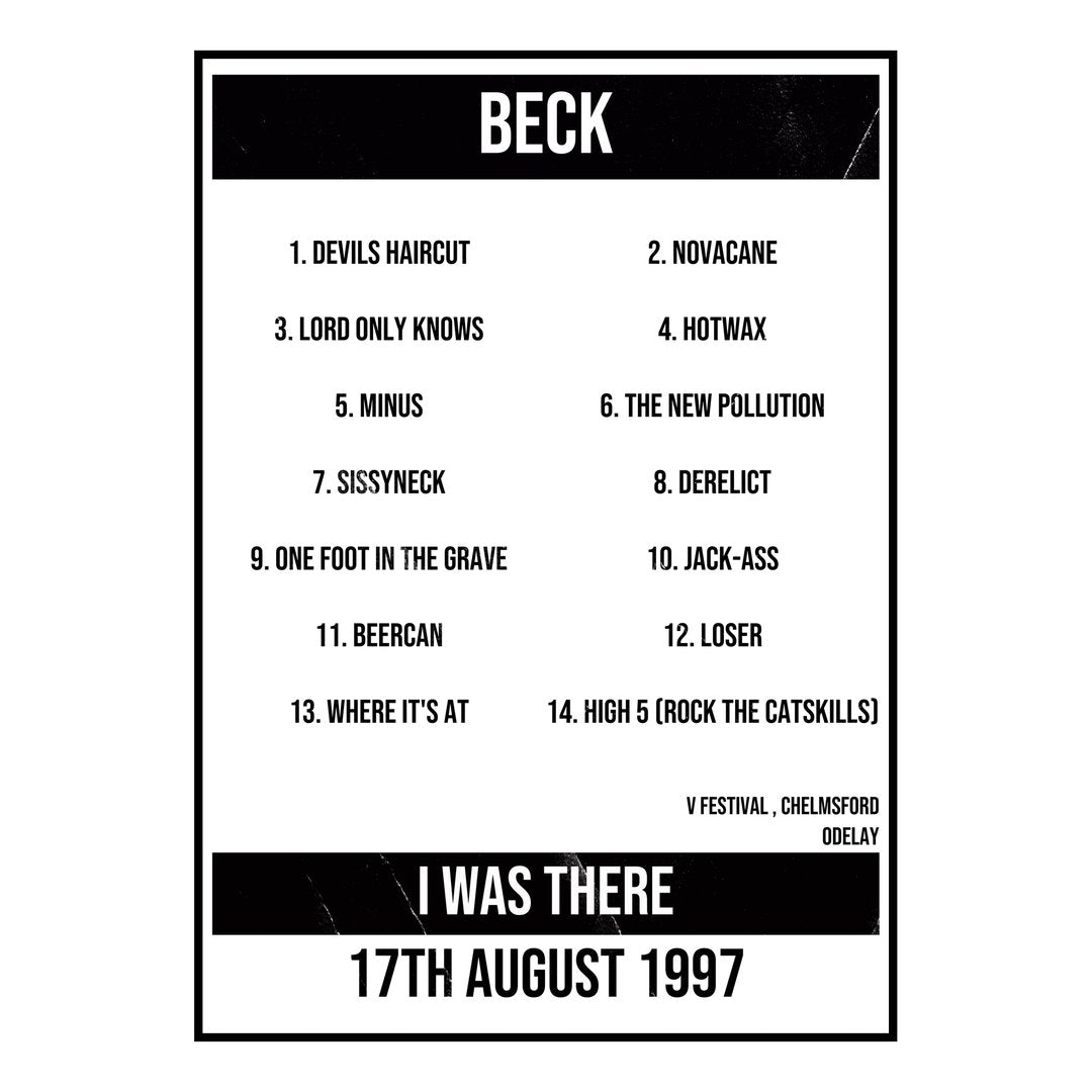 Beck Chelmsford 17th August 1997 Setlist poster