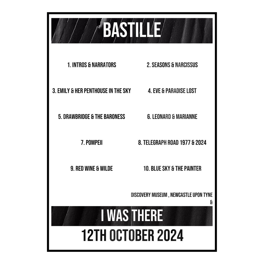Bastille Newcastle upon Tyne 12th October 2024 Setlist poster