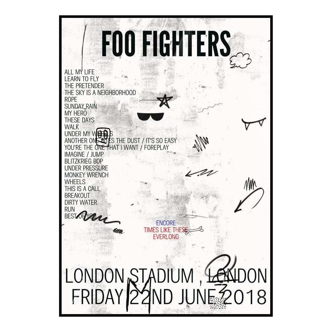 Foo Fighters London 22nd June 2018 Setlist poster