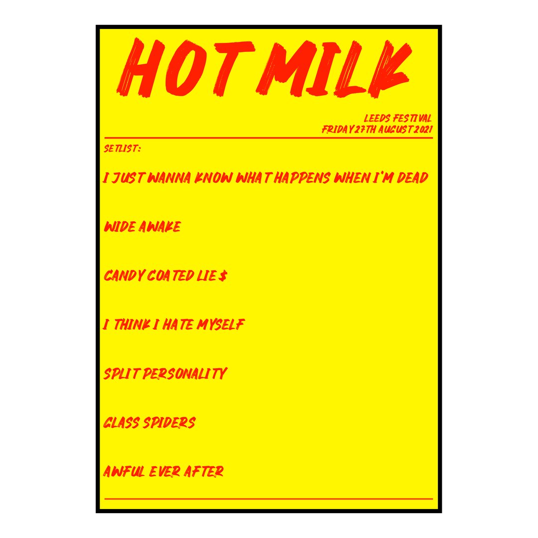 Hot Milk Bramham 27th August 2021 Setlist poster