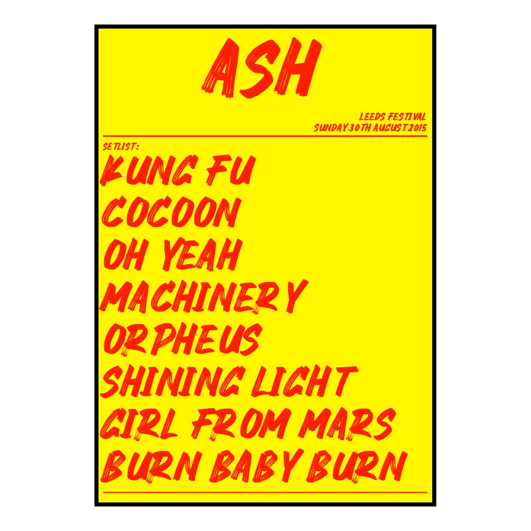 Ash Bramham 30th August 2015 Setlist poster