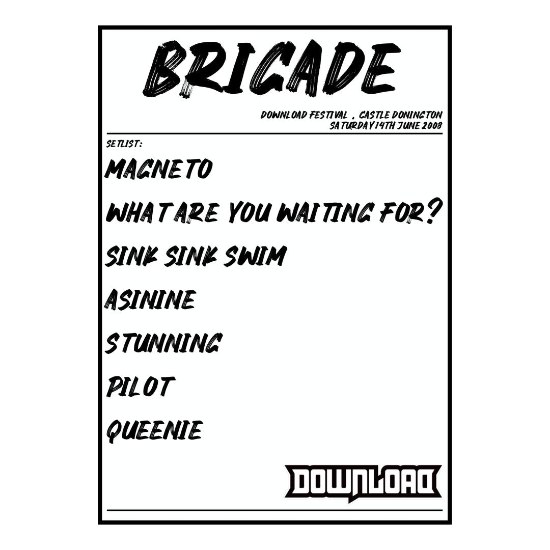 Brigade Castle Donington 14th June 2008 Setlist poster
