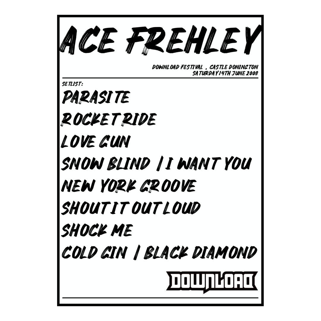 Ace Frehley Castle Donington 14th June 2008 Setlist poster