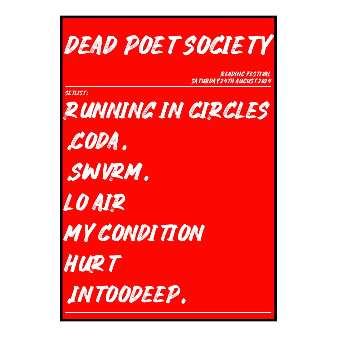 Dead Poet Society Reading 24th August 2024 Setlist poster