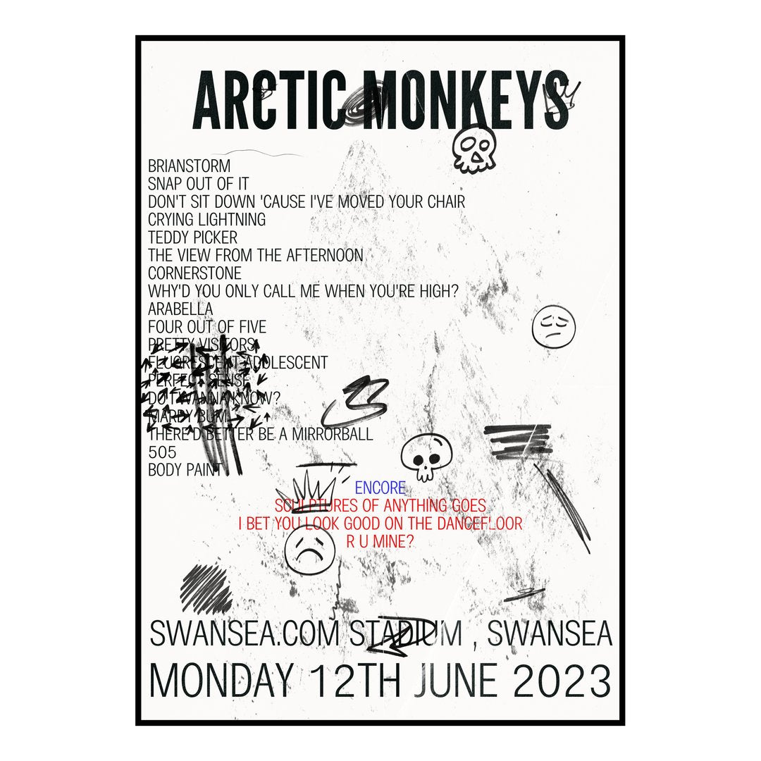 Arctic Monkeys Swansea 12th June 2023 Setlist poster