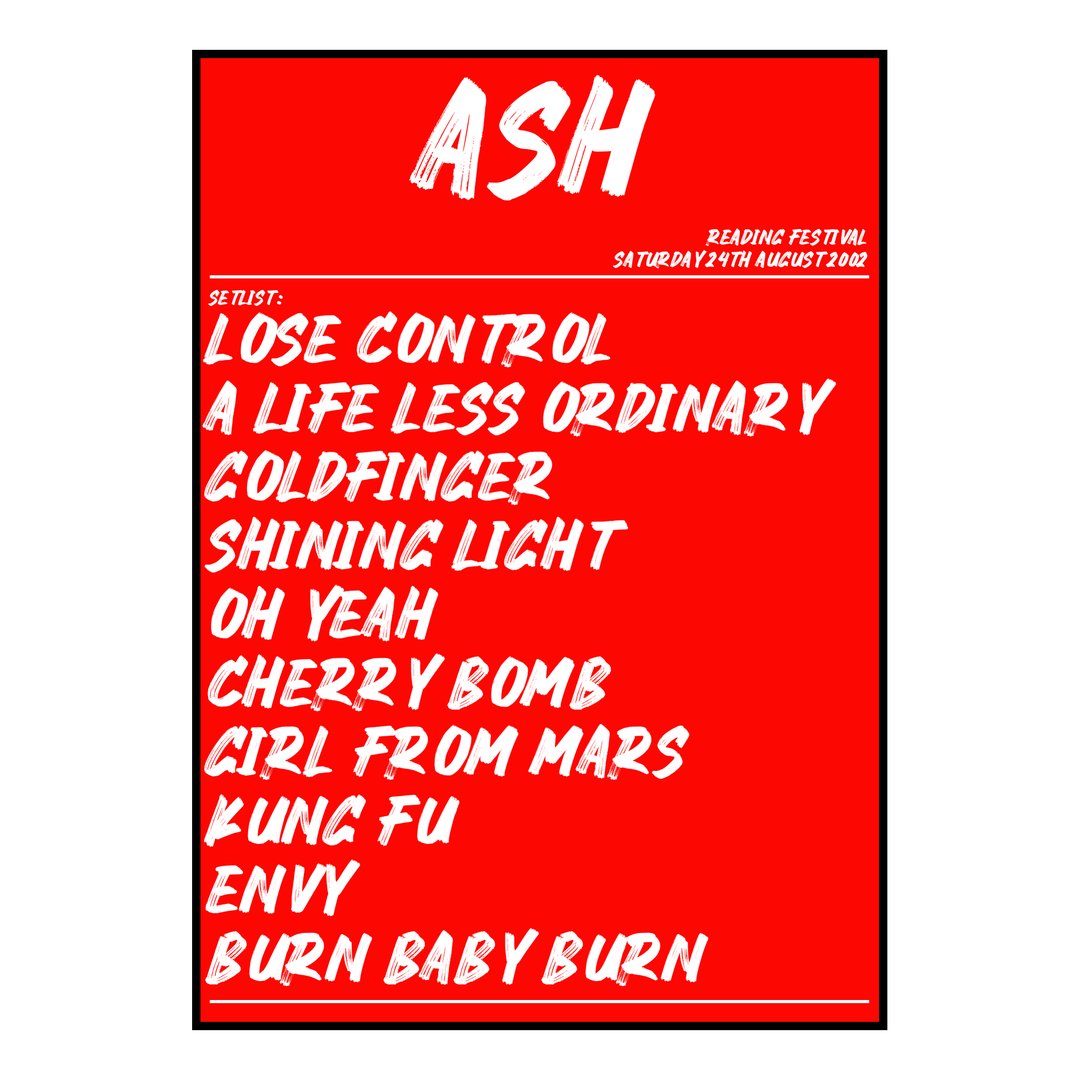 Ash Reading 24th August 2002 Setlist poster