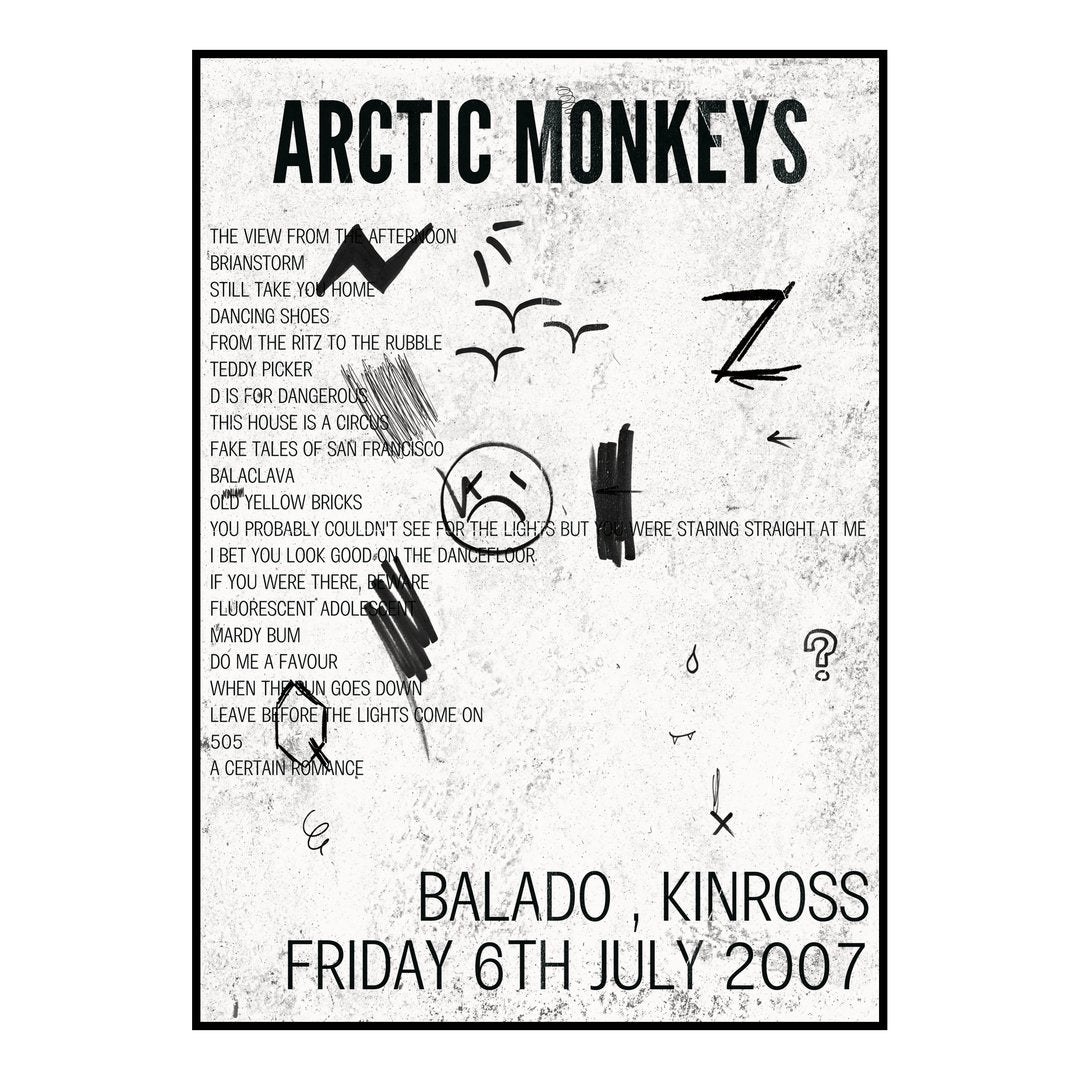 Arctic Monkeys Kinross 6th July 2007 Setlist poster