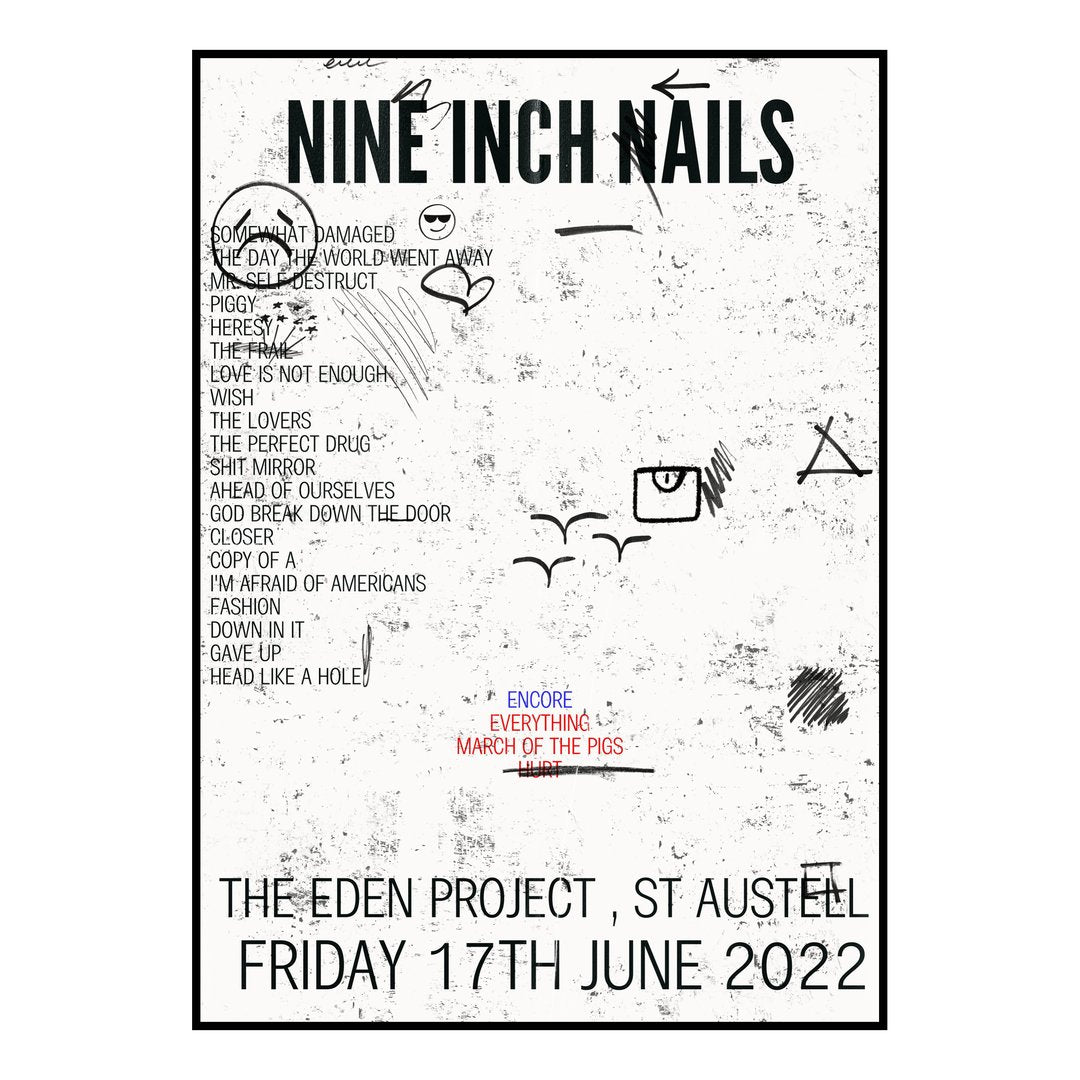 Nine Inch Nails St Austell 17th June 2022 Setlist poster