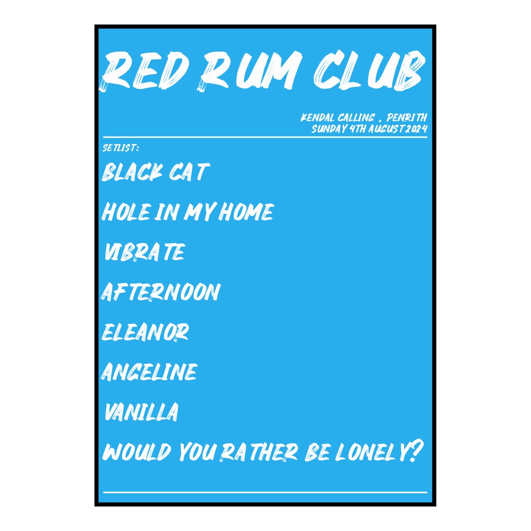 Red Rum Club Penrith 4th August 2024 Setlist poster