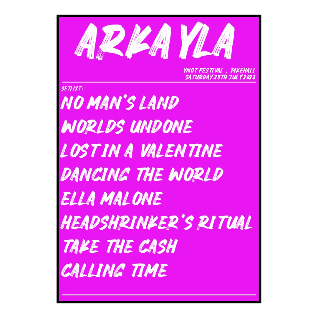 Arkayla Pikehall 29th July 2023 Setlist poster