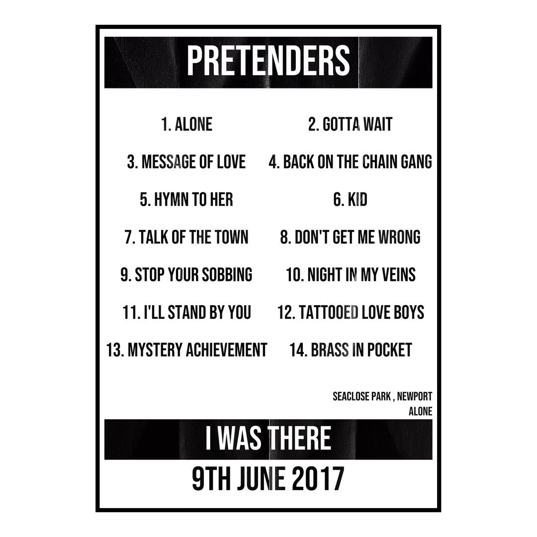 Pretenders Newport 9th June 2017 Setlist poster