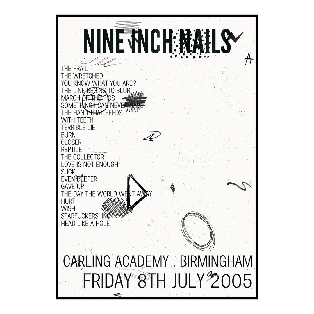Nine Inch Nails Birmingham 8th July 2005 Setlist poster