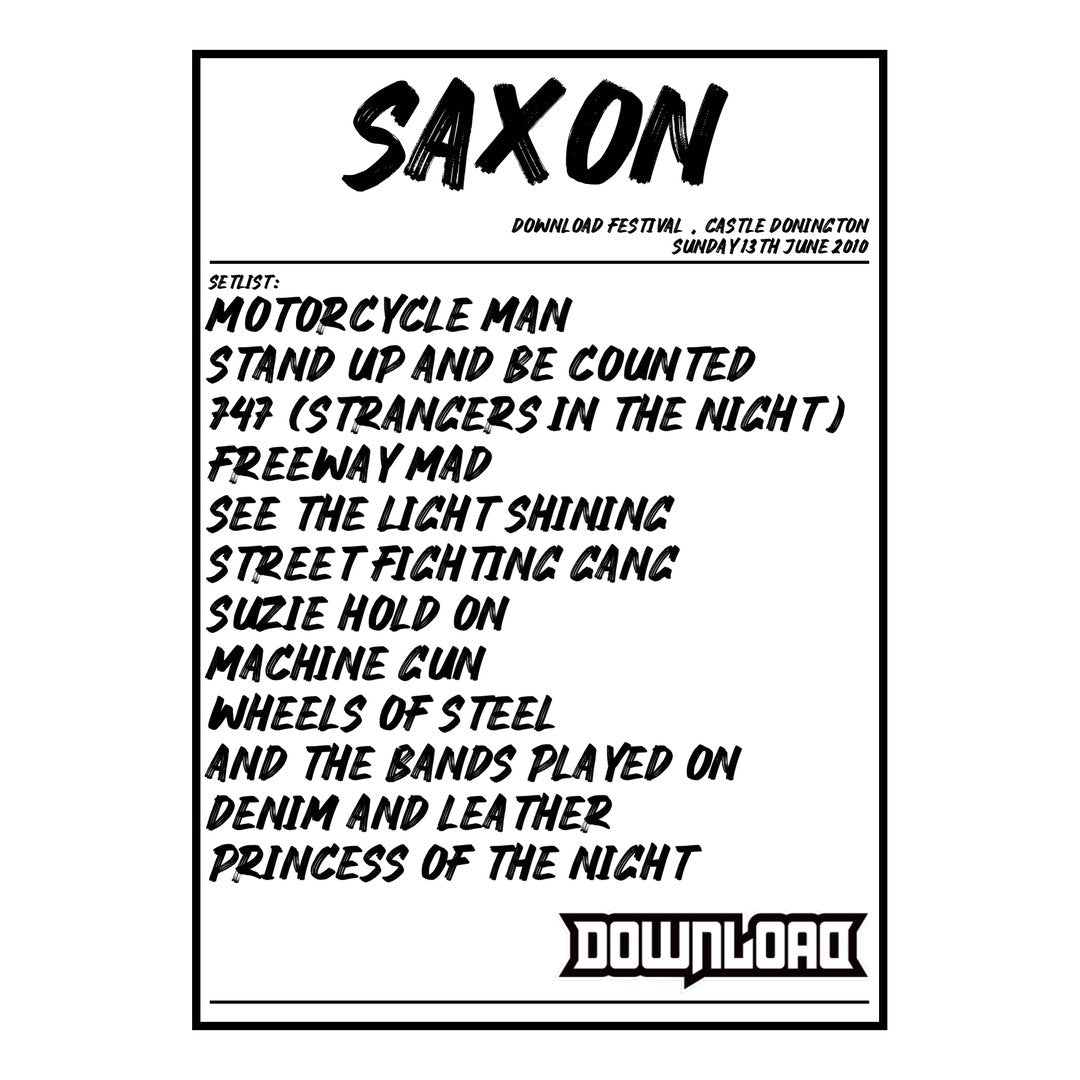 Saxon Castle Donington 13th June 2010 Setlist poster