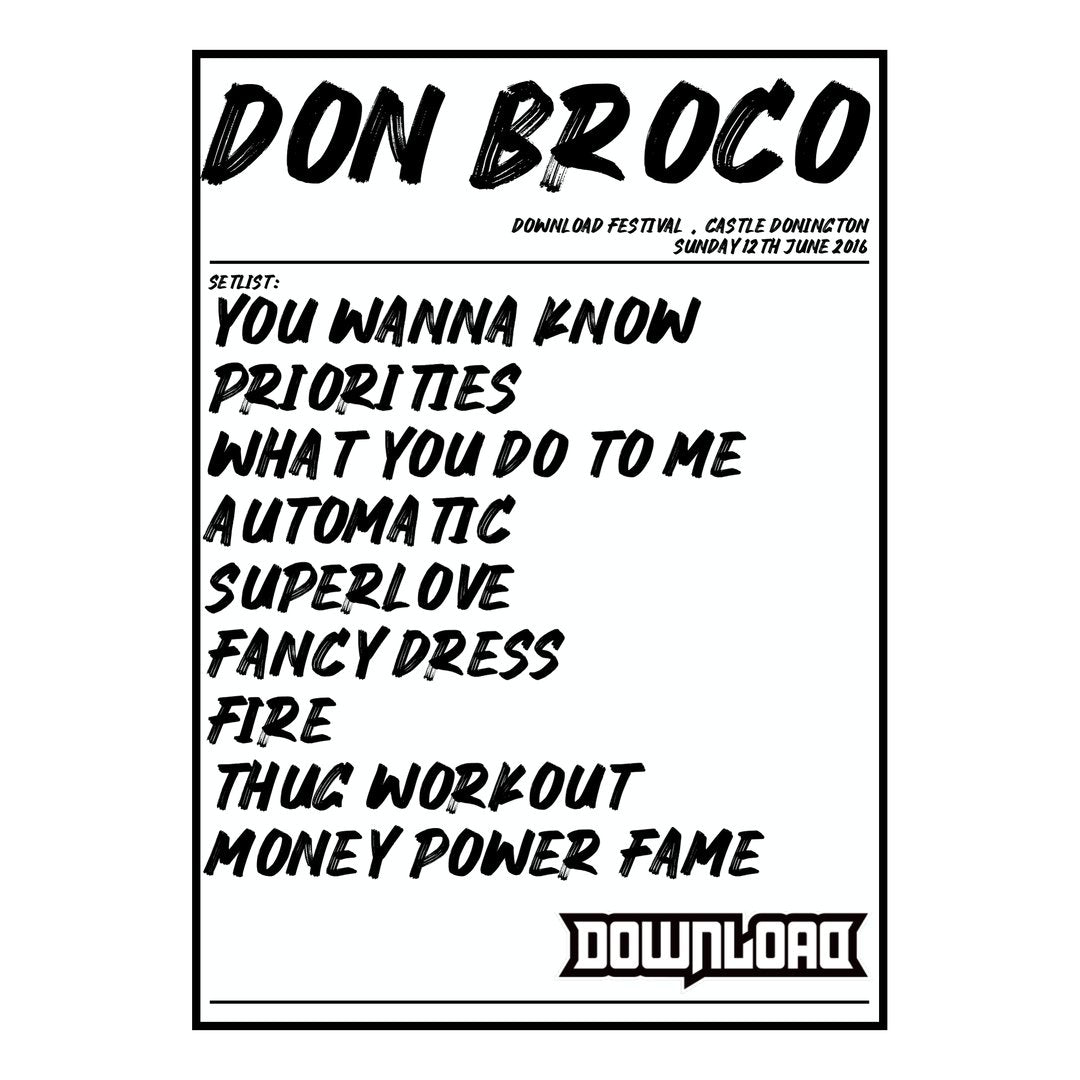 Don Broco Castle Donington 12th June 2016 Setlist poster