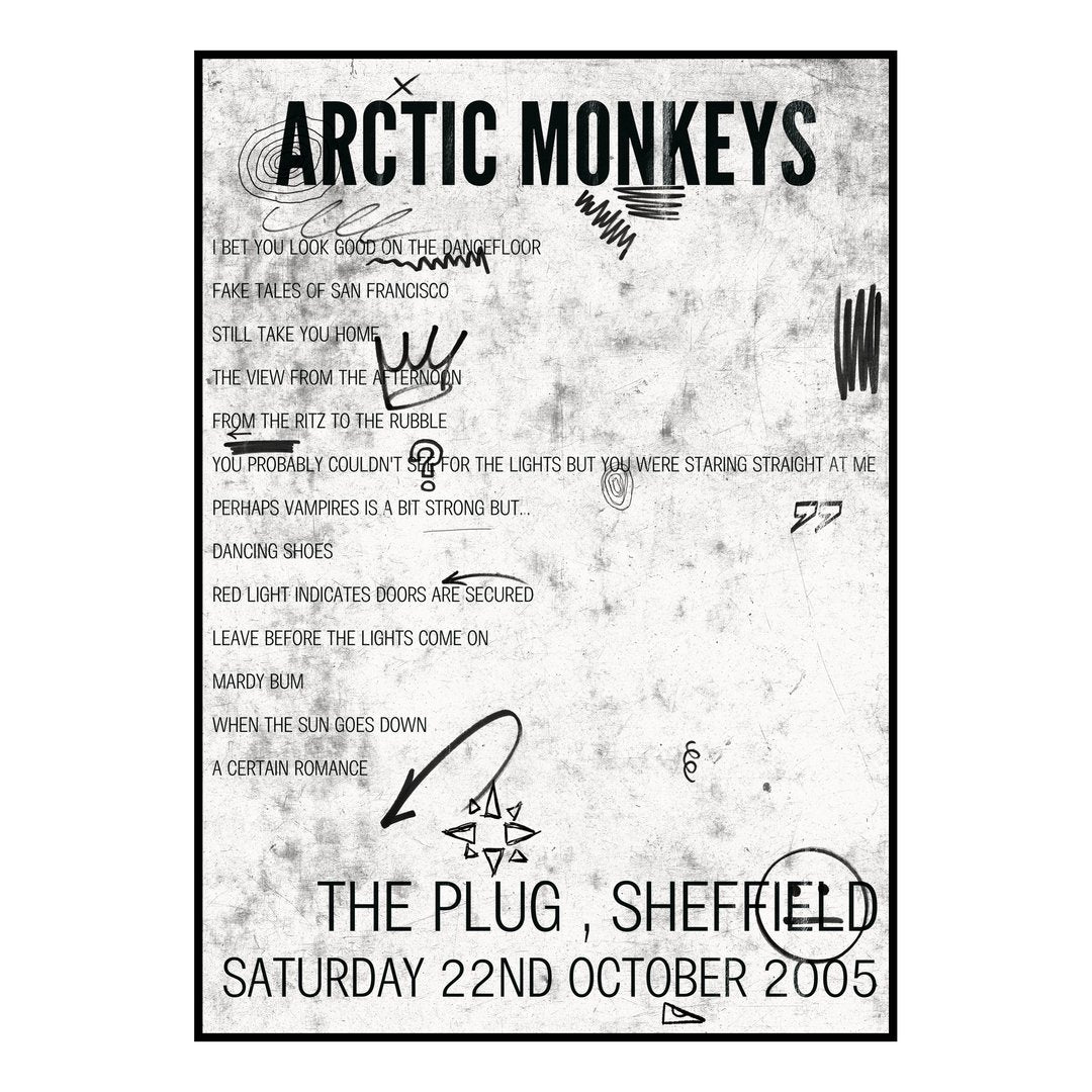 Arctic Monkeys Sheffield 22nd October 2005 Setlist poster
