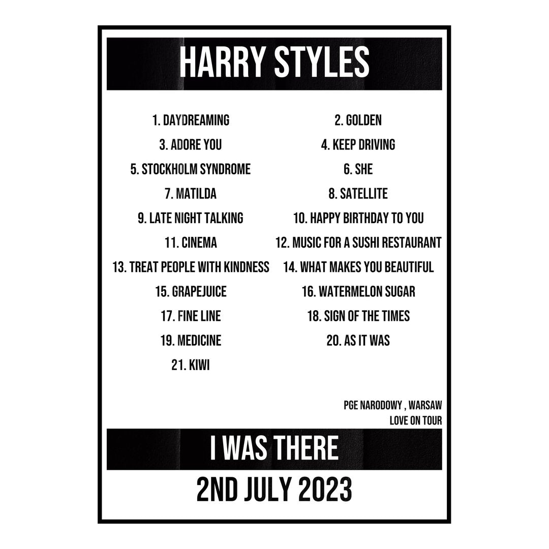 Harry Styles Warsaw 2nd July 2023 Setlist poster