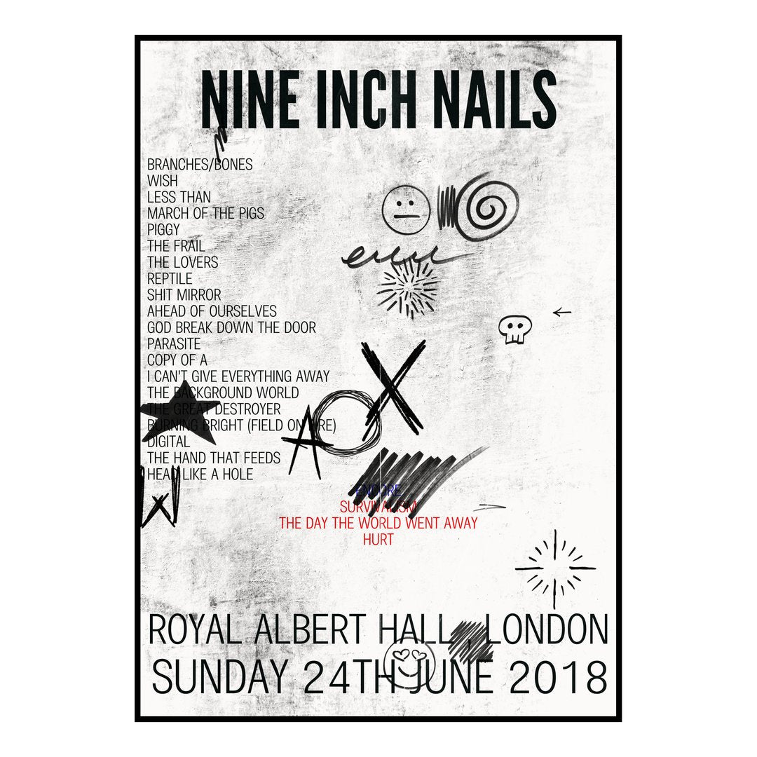 Nine Inch Nails London 24th June 2018 Setlist poster