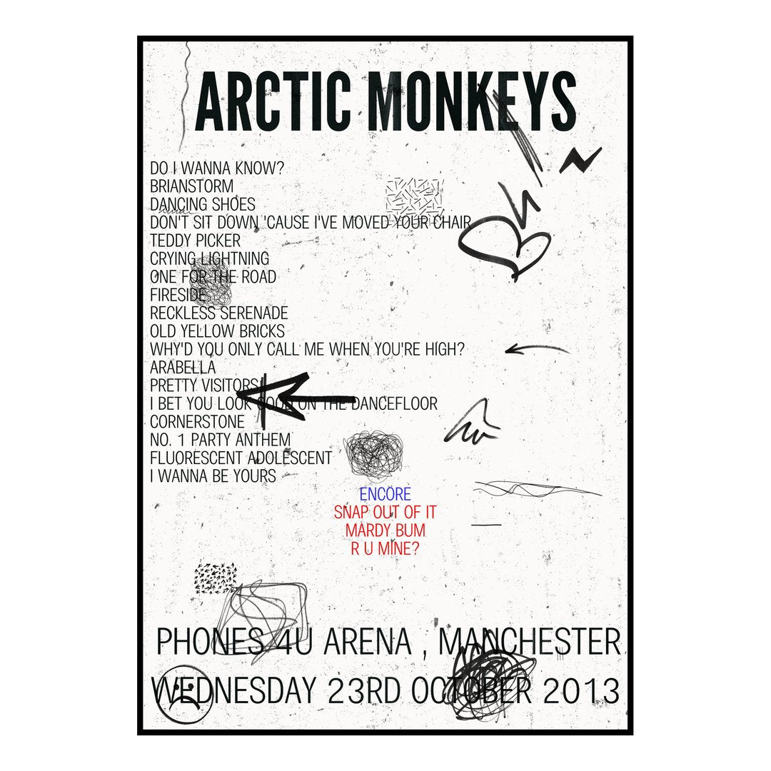 Arctic Monkeys Manchester 23rd October 2013 Setlist poster