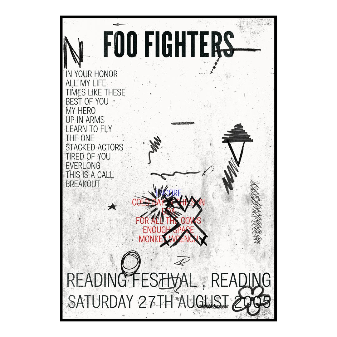 Foo Fighters Reading 27th August 2005 Setlist poster