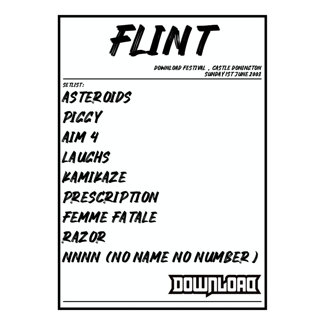 Flint Castle Donington 1st June 2003 Setlist poster