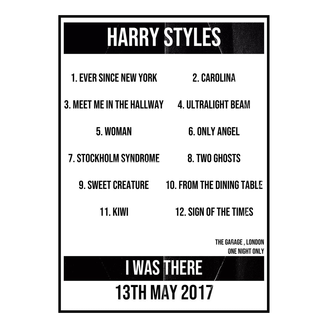 Harry Styles London 13th May 2017 Setlist poster